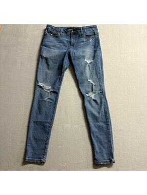 Joe's Jeans Womens 29 Blue Distressed Skinny Denim Jeans Mid Rise Stretch